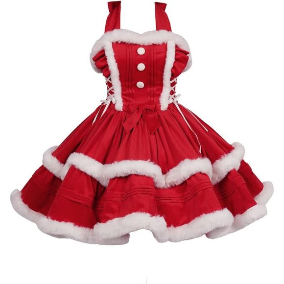 Women’s Christmas Dress with Skirt & Hooded Cloak for Holiday Outfits - Picture 6 of 8